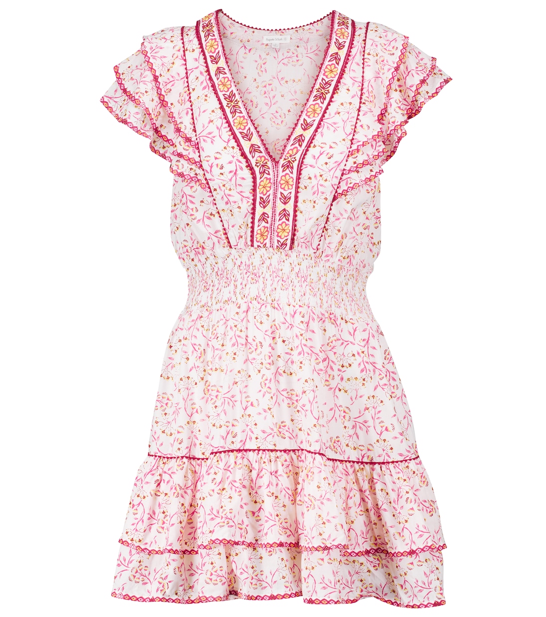 

Мини-платье с цветочным принтом Камила Poupette St Barth, Pink Cerise