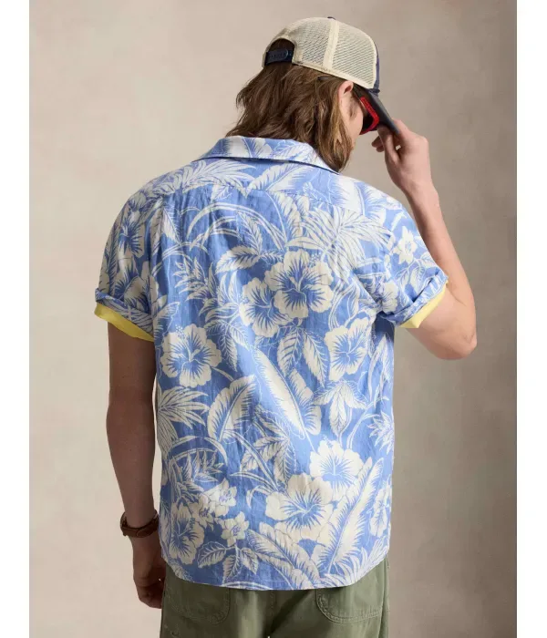 Льняная рубашка classic fit Polo Ralph Lauren, синий — фото 3