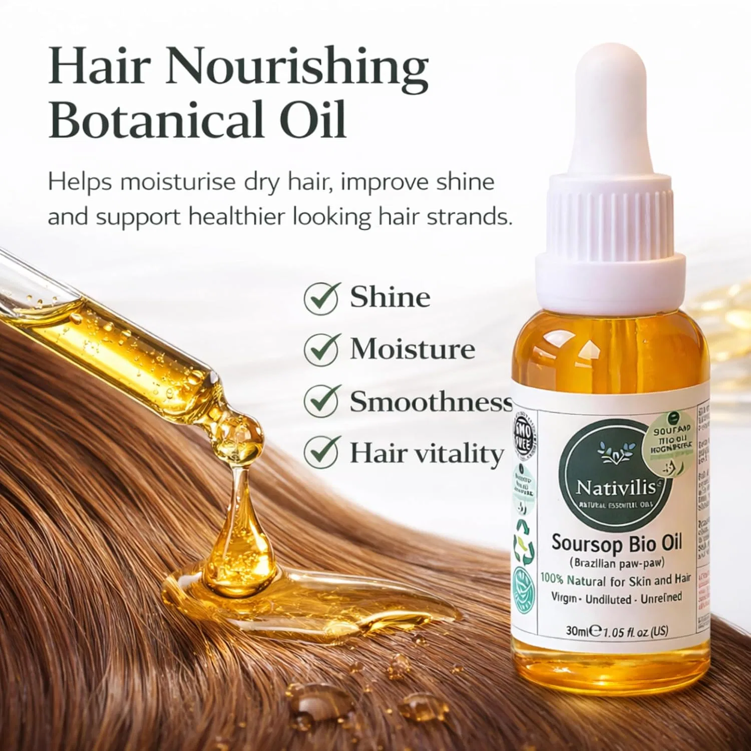 Натуральное органическое масло Nativilis Amazonian Soursop Graviola для кожи и волос Nativilis Natural Essential Oils — фото 3