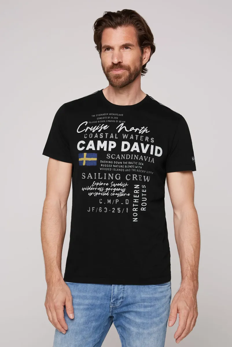 

Рубашка CAMP DAVID с круглым вырезом, хлопок, черный