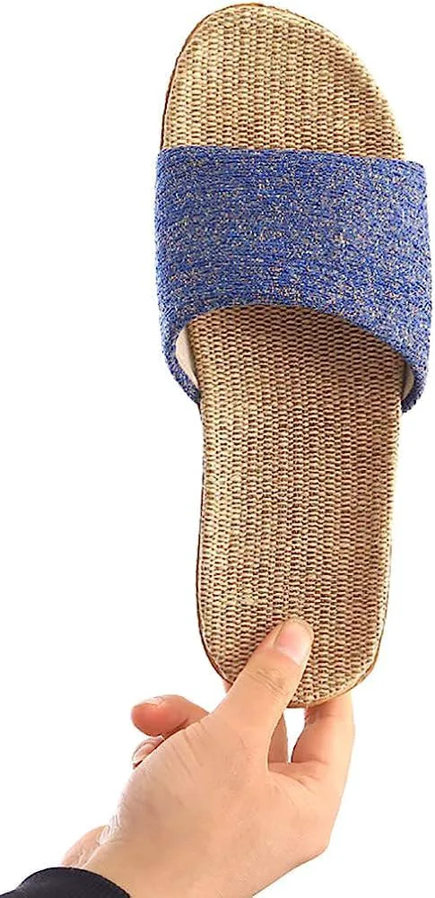 

Льняные тапочки Star-Wind Flax унисекс, летние пляжные туфли, легкие, противоскользящие, для дома, дышащие сандалии, темно-синий