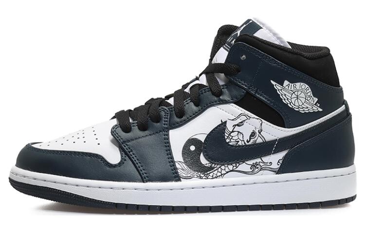 

Кроссовки Air Jordan 1 Vintage Basketball Shoes Men Mid-Top Black/white/indigo