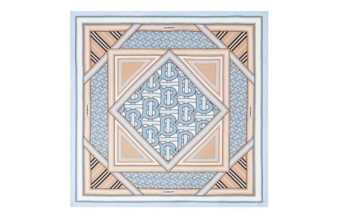 

Burberry Шелковый шарф с принтом Montage, Light Blue/Pistachio