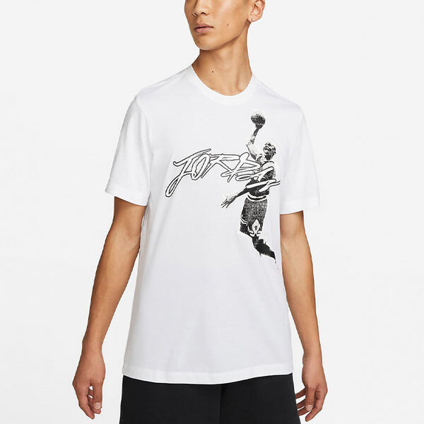 Футболка Men's Air Jordan Casual Breathable Sports Round Neck Pullover Short Sleeve White T-Shirt, белый — фото 3
