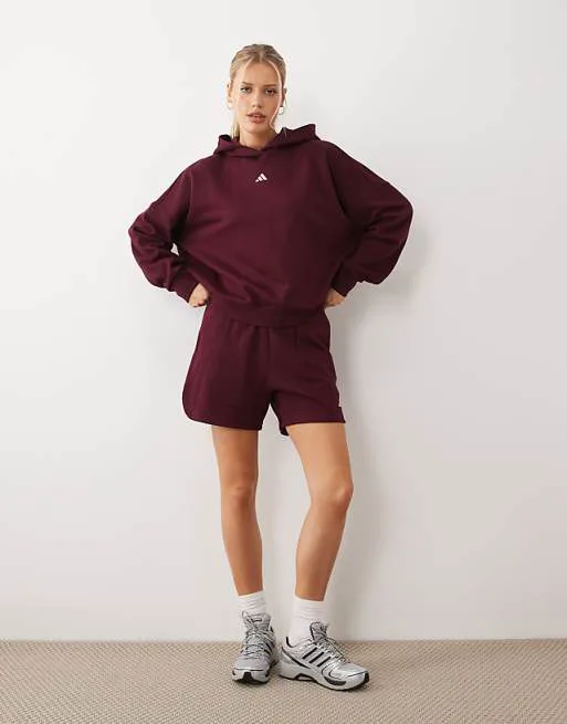Бордовые и розовые шорты из джерси adidas Performance Three Stripes Studios — фото 3