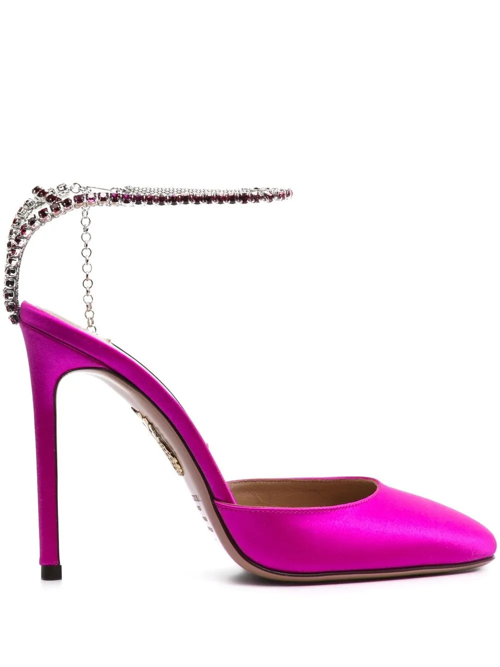 Атласные туфли с кристаллами Aquazzura, розовый