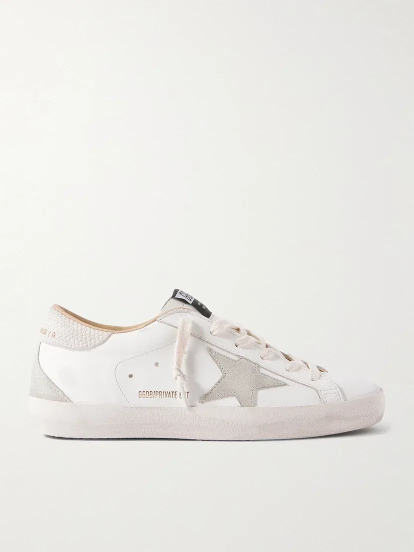 Кроссовки Super-Star из кожи с отделкой из потертой замши GOLDEN GOOSE, белый