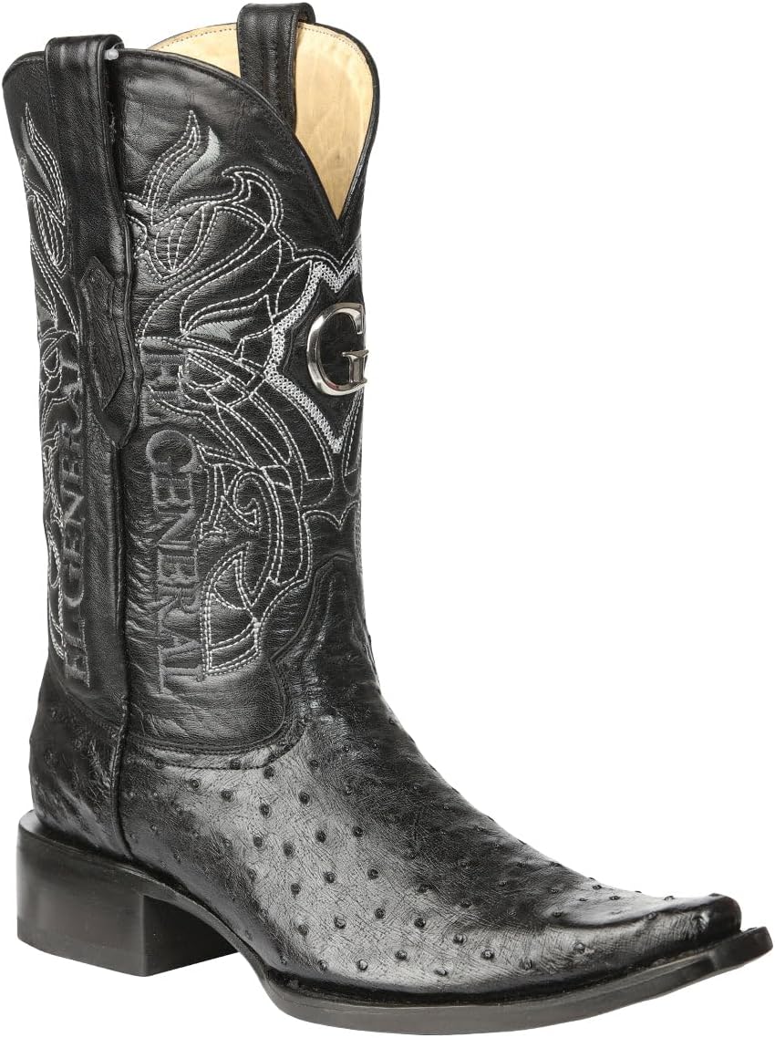 

Мужские ковбойские сапоги El General из экзотической кожи страуса - черные Generic