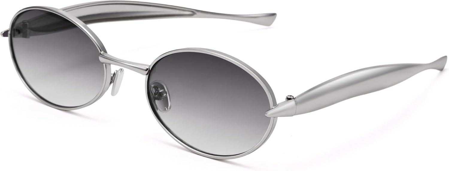 

Солнцезащитные очки Pro Acme Small Retro Oval для женщин и мужчин, золотистая металлическая оправа, винтажные солнцезащитные очки 90-х годов, модные дизайнерские очки 2025 года, Silver/Gradient Grey