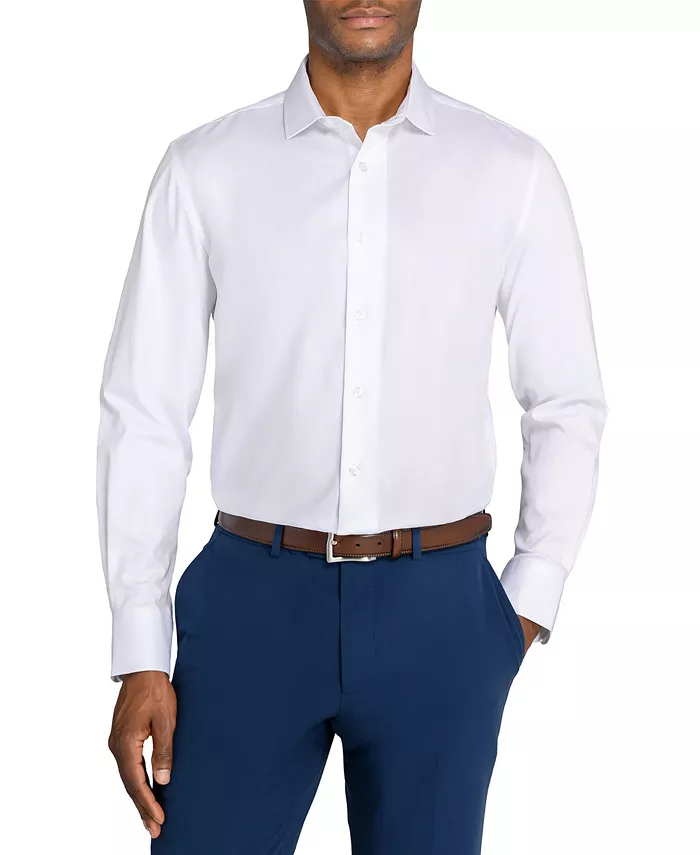 

Мужская однотонная гибридная рубашка Slim Fit с длинным рукавом, легкая в уходе MICHELSONS OF LONDON, белый