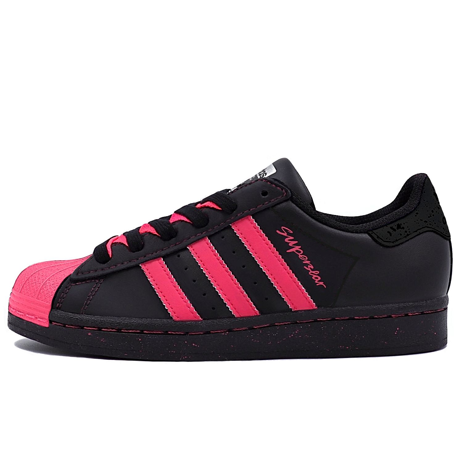 Кроссовки Superstar 2 Unisex низкие Black/Rose Red Adidas Originals, розово-красный — фото 3