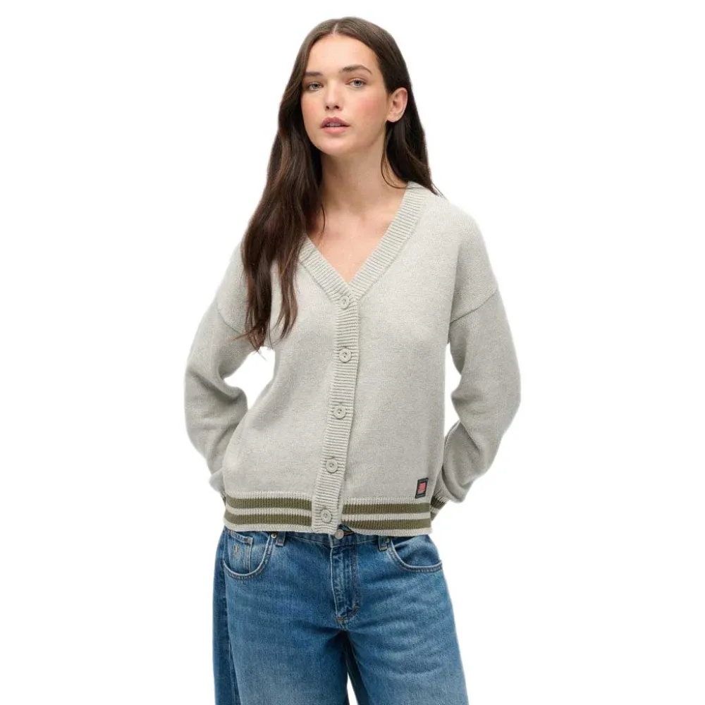 

Кардиган Superdry Slouchy Knitted, серый