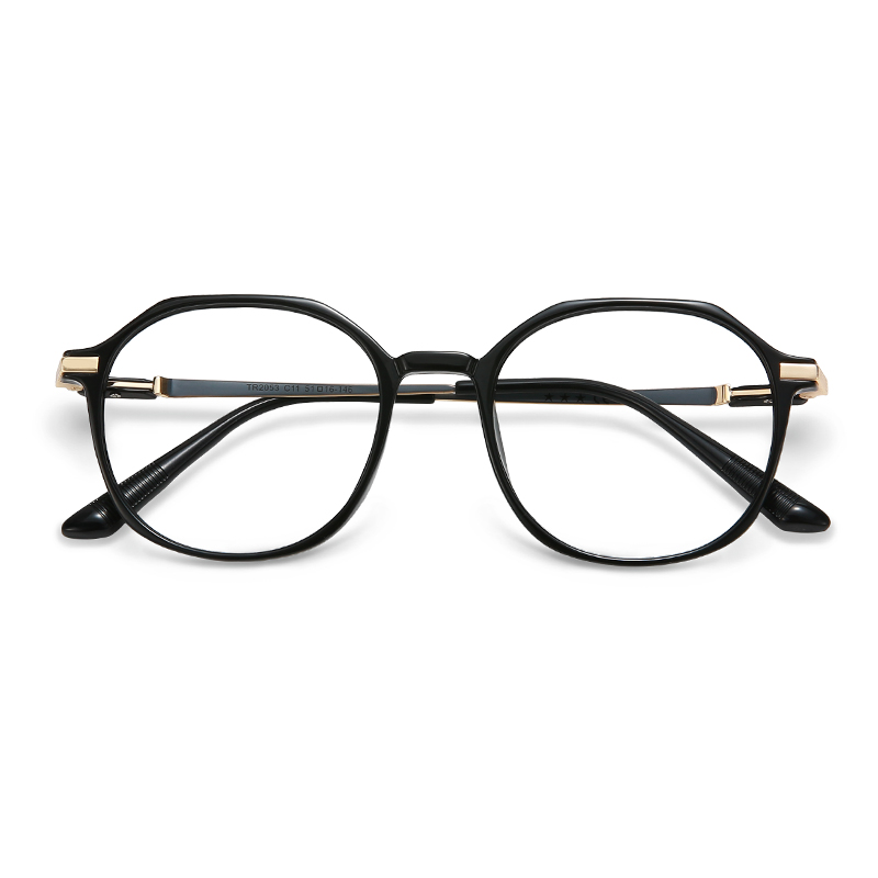

MK MINGKU Пластиковая оправа для очков круглой формы унисекс, Black Frame