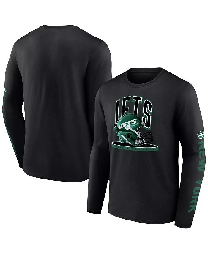 

Мужская черная футболка New York Jets Helmet Platform с длинным рукавом Fanatics