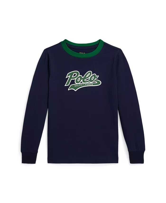 

Детская хлопковая футболка с длинным рукавом и логотипом для малышей и мальчиков Polo Ralph Lauren, синий