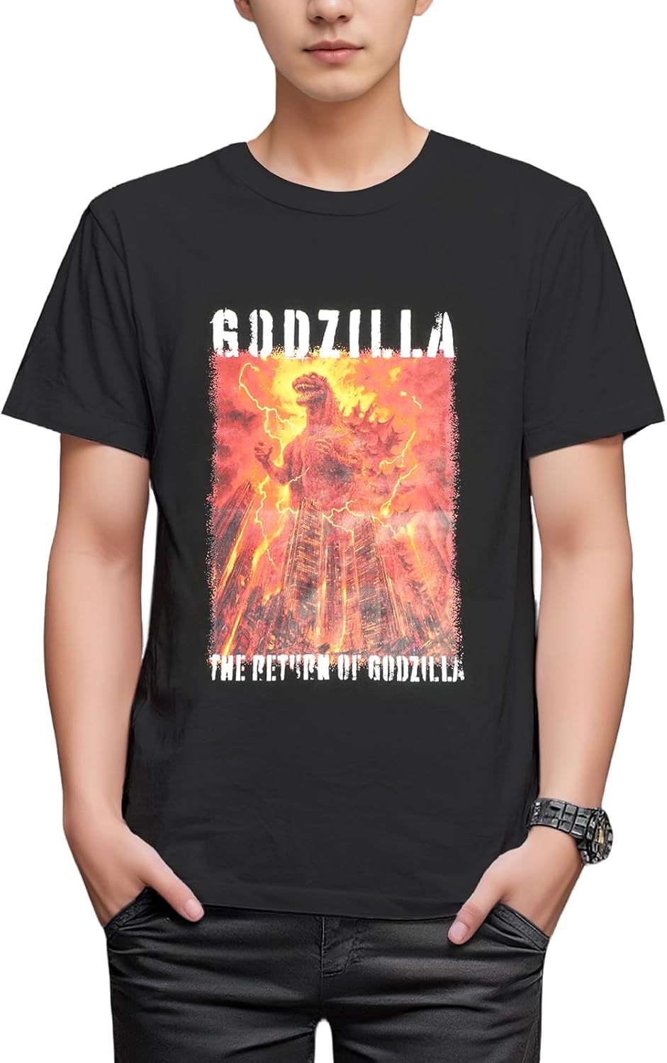 

Футболка с коротким рукавом с изображением Годзиллы, постер, Кинг Гидора, японский узор, товары с изображением цветущей сакуры, персонаж Fine Plus