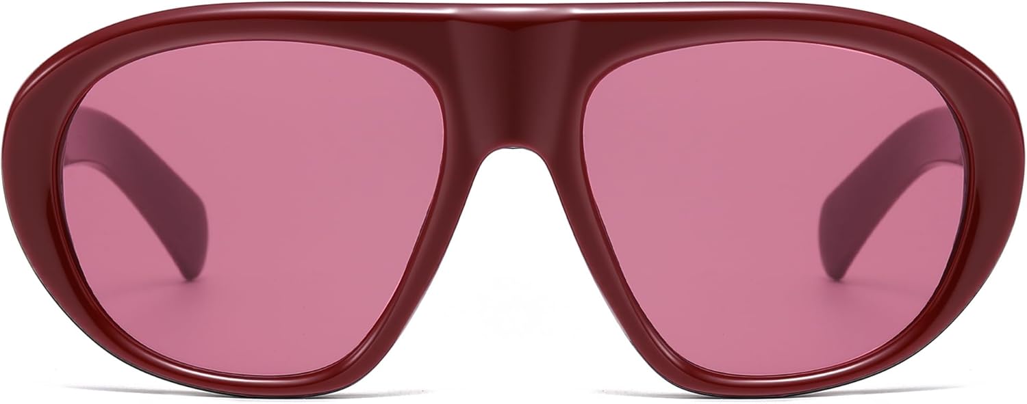 

Модные солнцезащитные очки-авиаторы VANLINKER для женщин и мужчин, модель 2026, в стиле ретро-шик, увеличенного размера, с плоской верхней частью, защита от УФ-излучения UV400, VL9935, Maroon Frame Red Lens