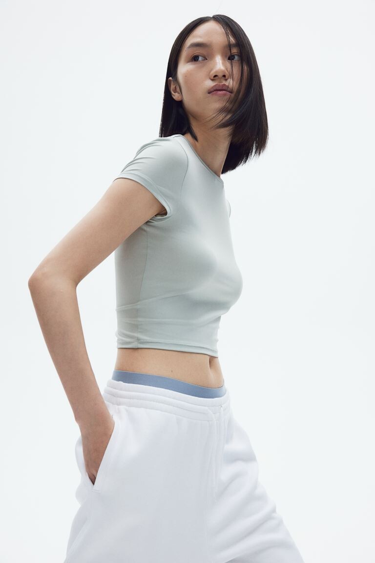 

Футболка, облегающая фигуру H&M, бирюзовый