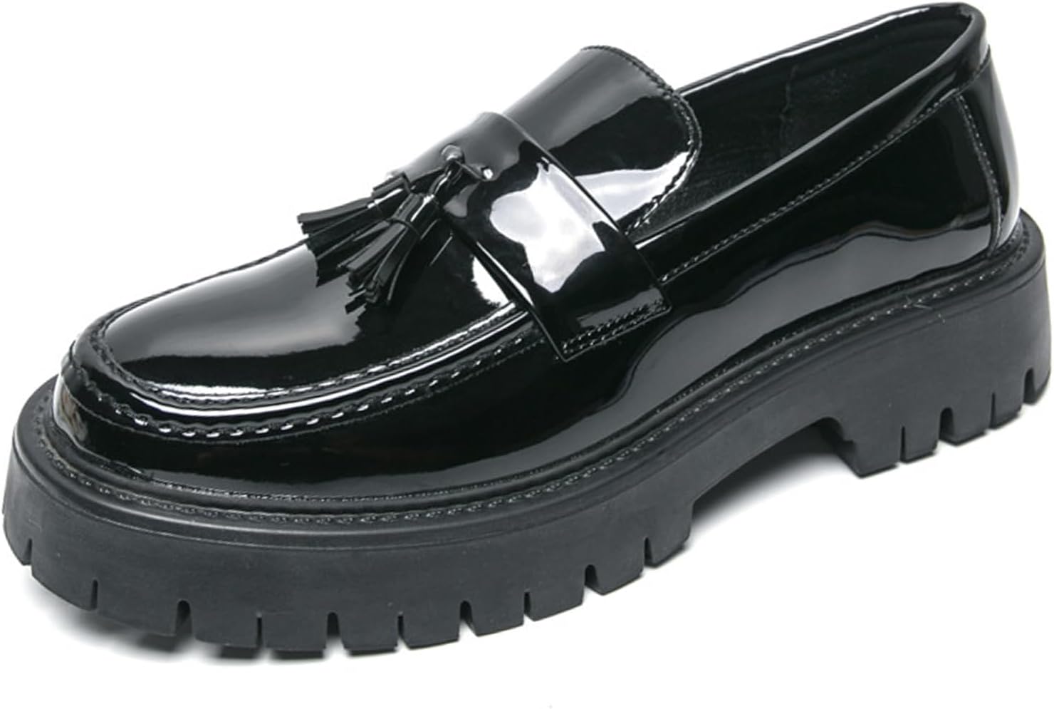 

Мужские кожаные массивные слипоны-лоферы на платформе с монетным карманом, модные туфли с кисточками для бизнеса и повседневной носки, подходят для свадеб, танцев, работы и ежедневного ношения Gxnngej, черный