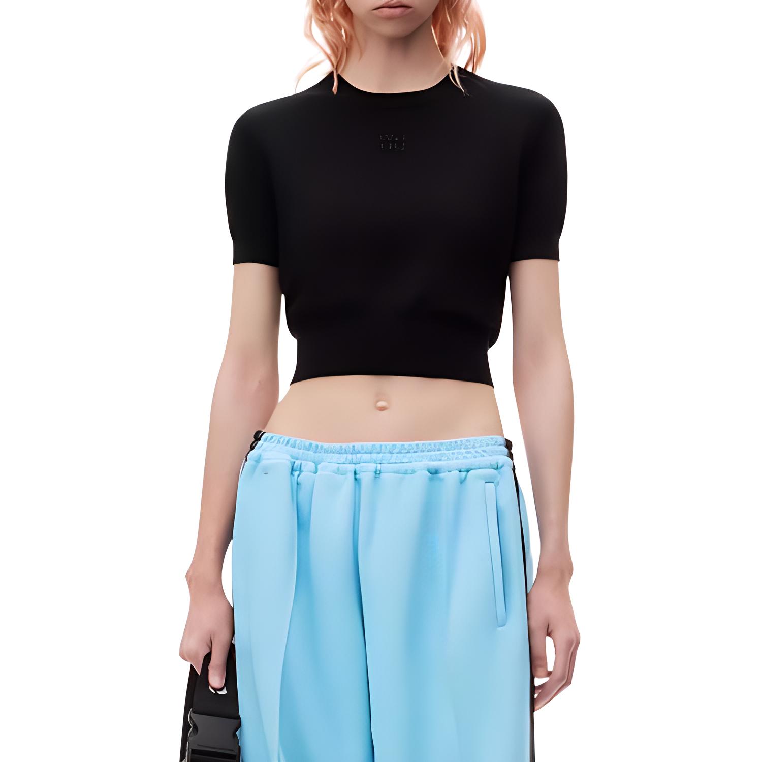 

Футболка вязаная с тисненым логотипом Alexander Wang, черный