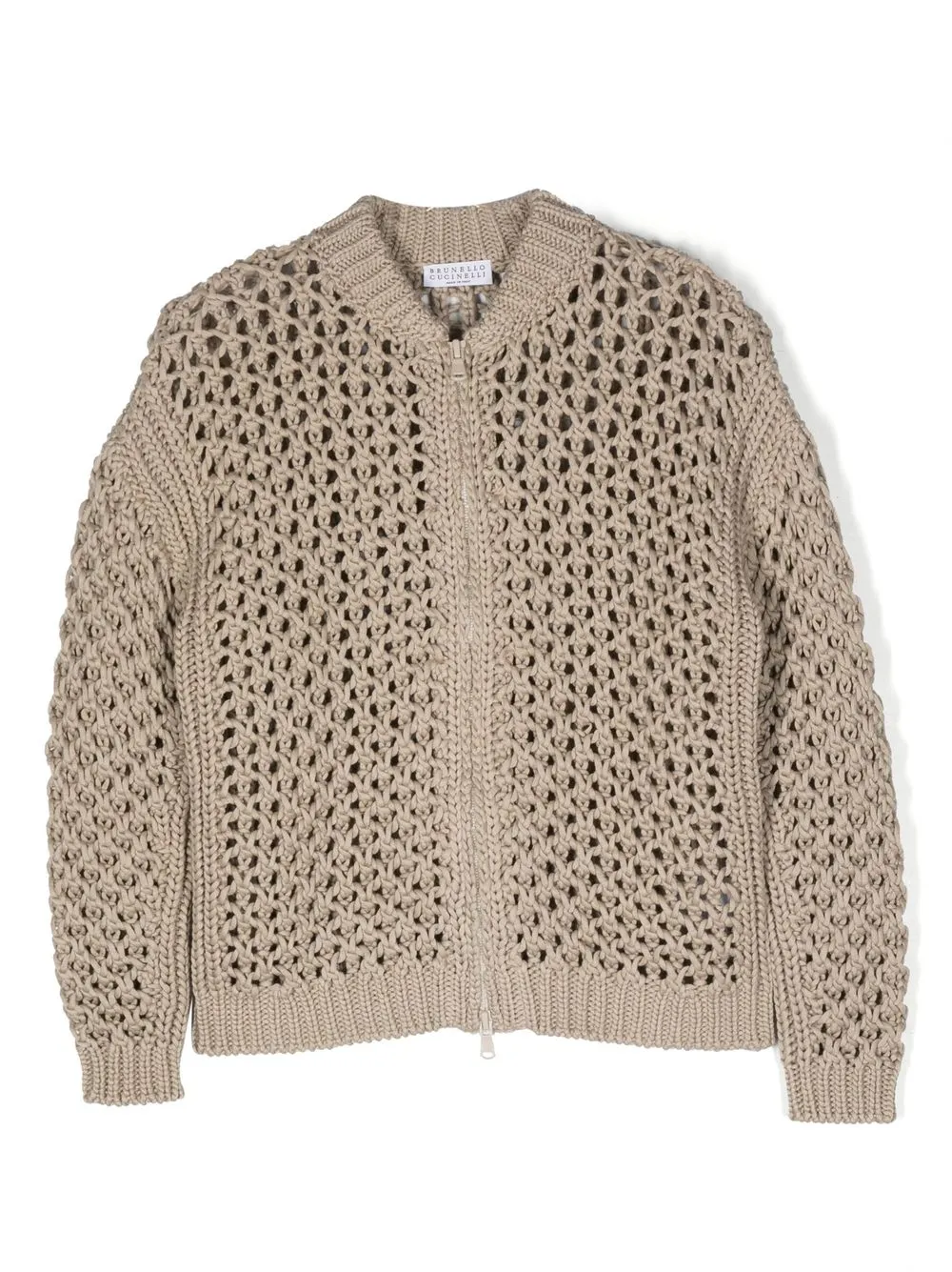 

Кардиган в технике кроше Brunello Cucinelli Kids, нейтральный