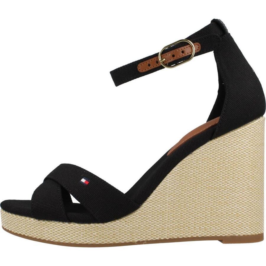 Сандалии Tommy Hilfiger, модель Flag High Wedge Espad Cr, цвет чёрный — фото 2