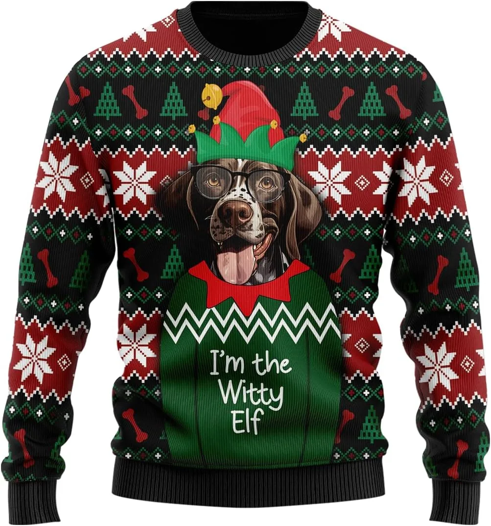 

Свитер Elf Dog Funny Ugly Christmas для женщин и мужчин, PA19 HANZSPROUT