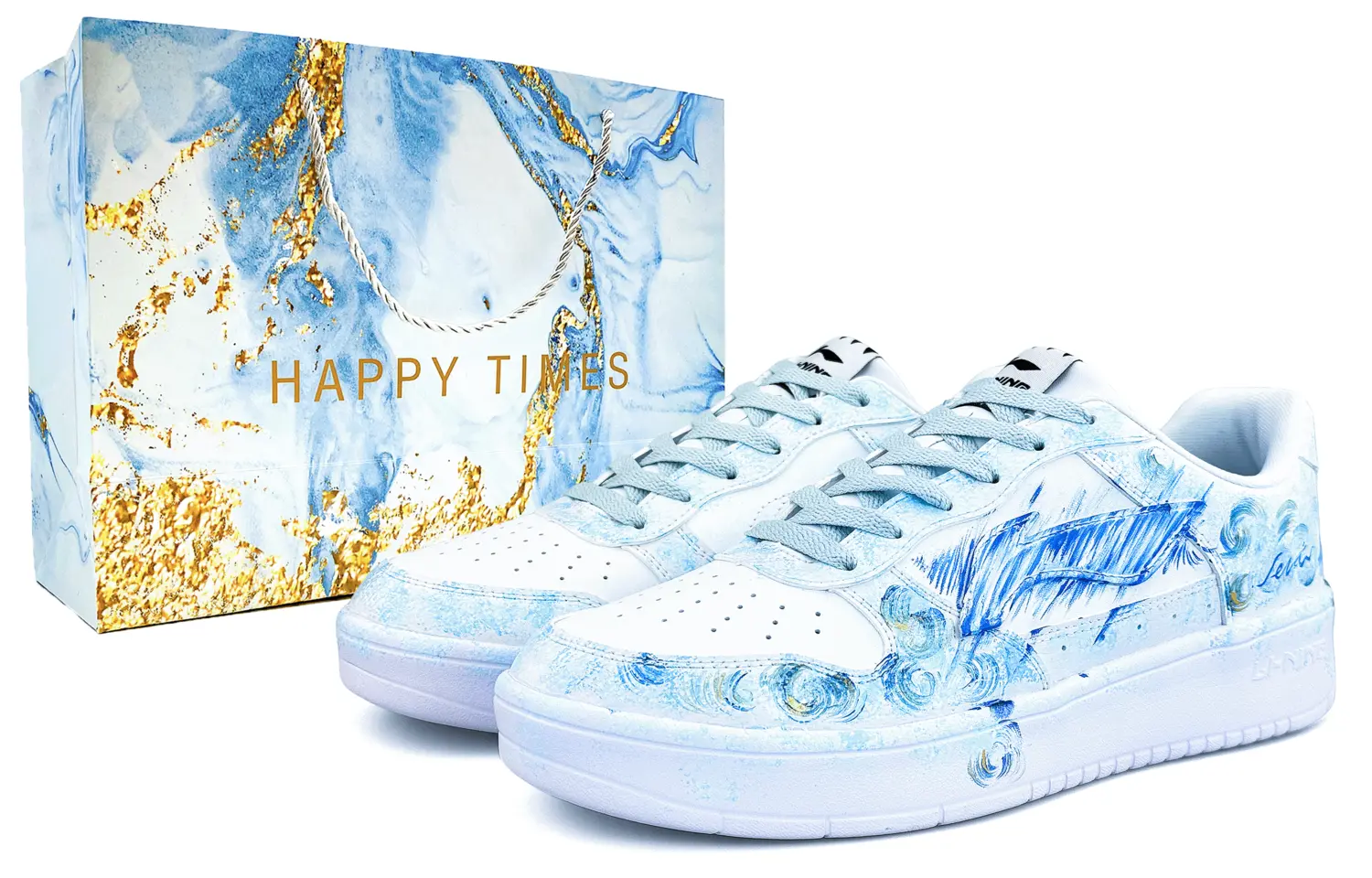 

Понтонные лодки Легкие, дышащие и нескользящие лоу-топ скейтборд кроссовки Unisex LINING, белый/синий