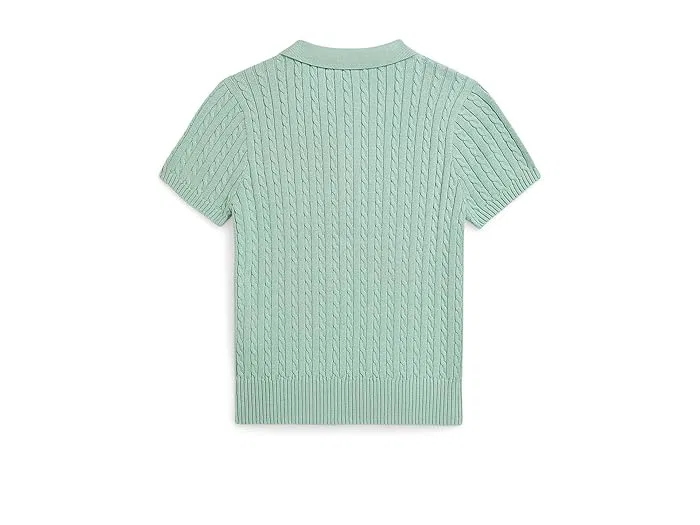Свитер поло с кабельным узором Mini-Cable Cotton Polo Polo Ralph Lauren Kids, White/Navy — фото 2