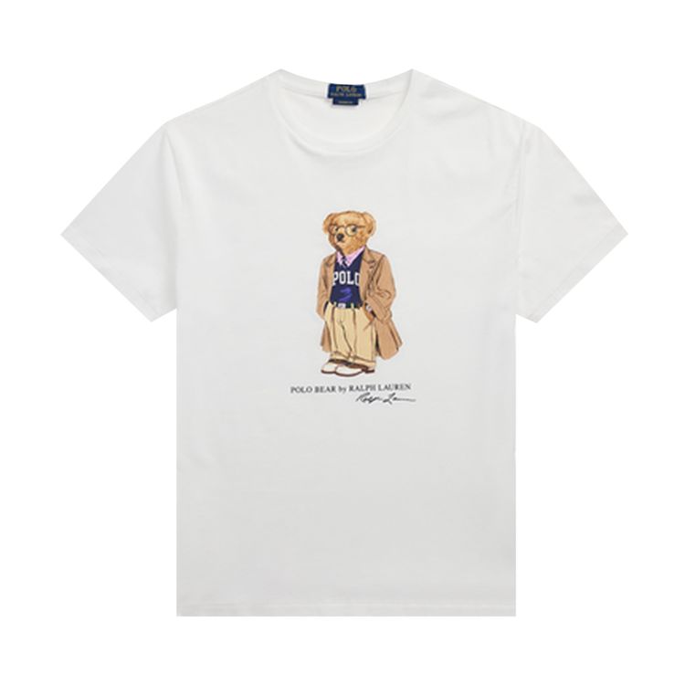 Футболка Polo Ralph Lauren с коротким рукавом, трикотажная, с графическим принтом в виде медведя, модель «Nevis/Hudsn Valley Bear», белый
