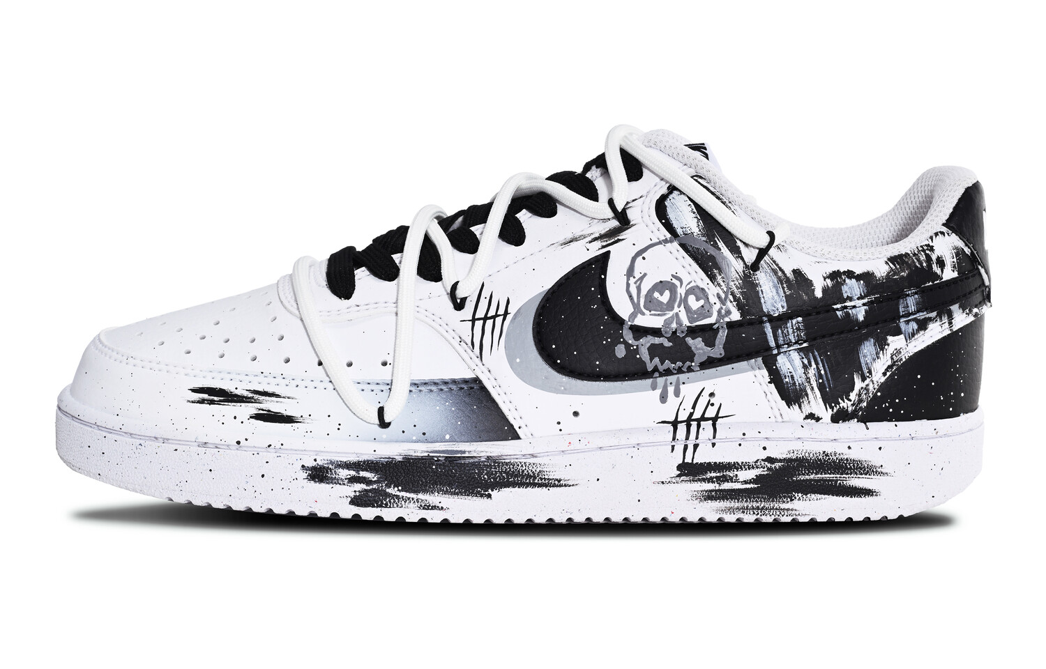 

Кроссовки Nike Court Vision 1 Skateboard Shoes Women's Low-Top Black White, черный