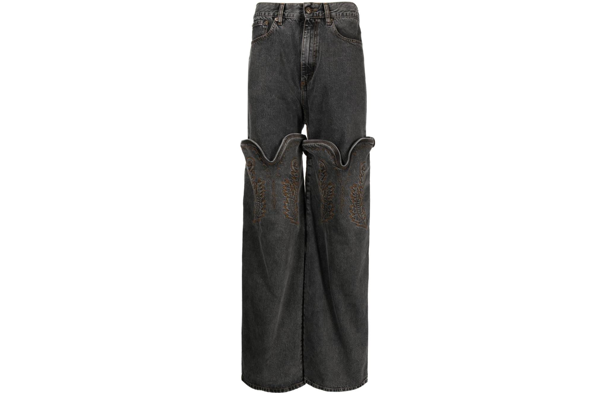 

Y/Project Вечнозеленые макси джинсы с ковбойской манжетой