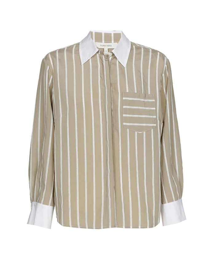 

Полосатая вискозная блузка с современным акцентом Marie Mãro, зеленый