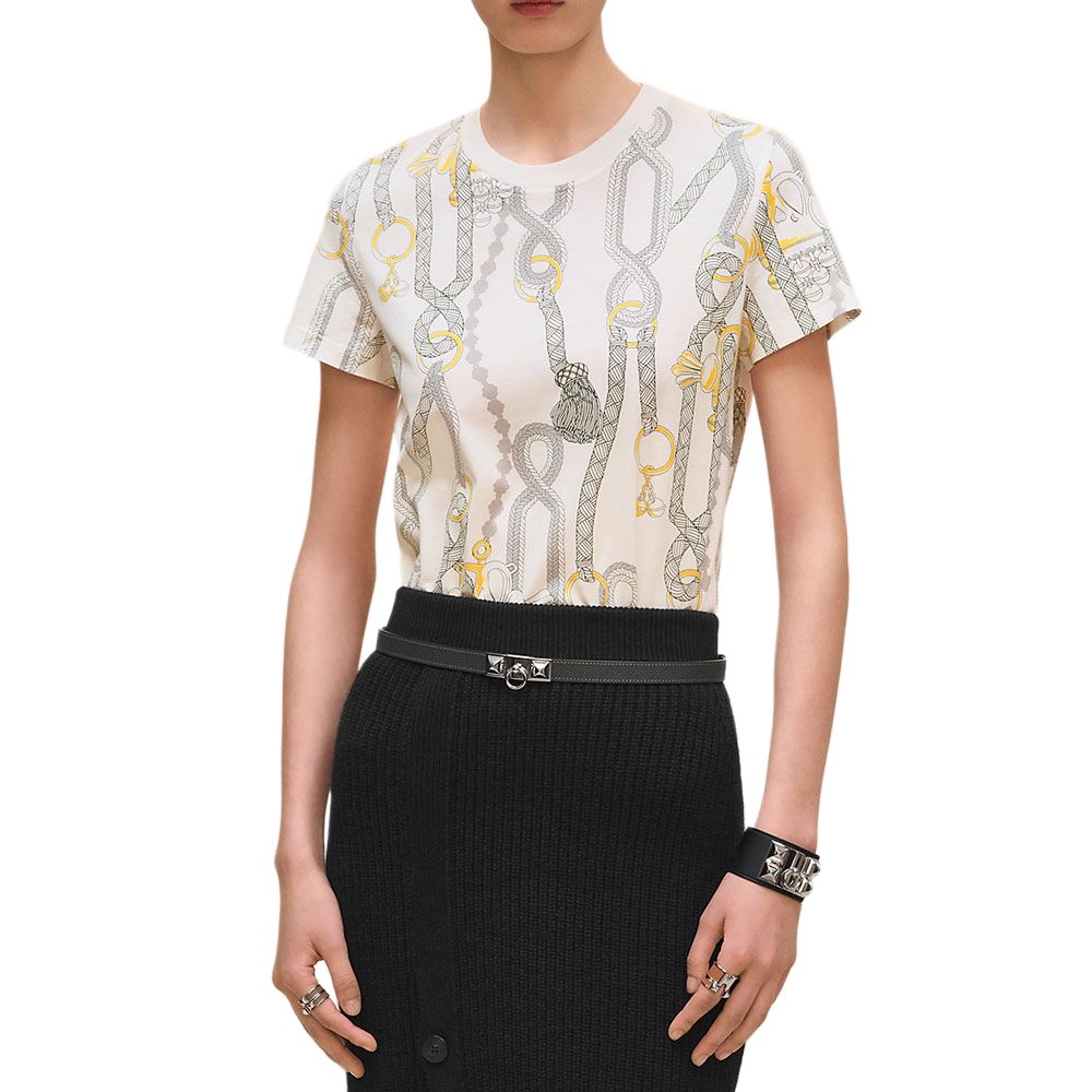 

HERMES Футболка FW25 Regular женская белая, Белый, HERMES Футболка FW25 Regular женская белая