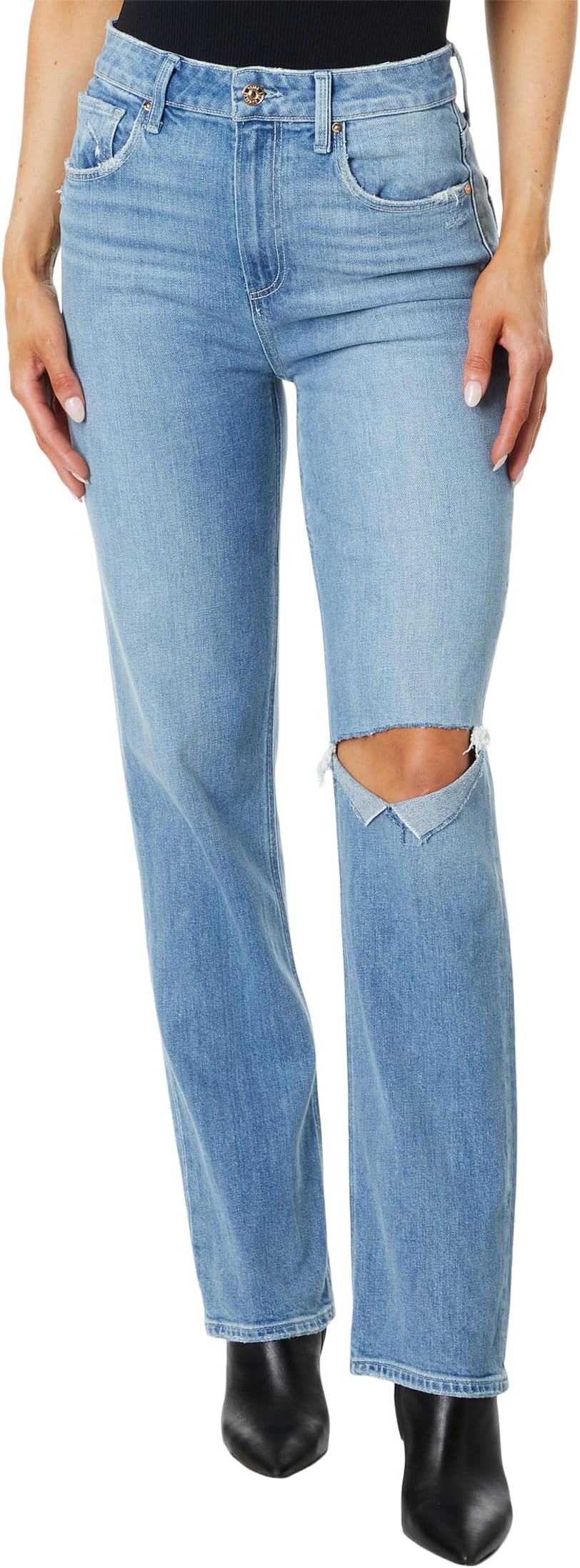 

Джинсы Paige Stella Straight 31" Seamed Beltloops in Fascinate Destructed, Fascinate Destructed