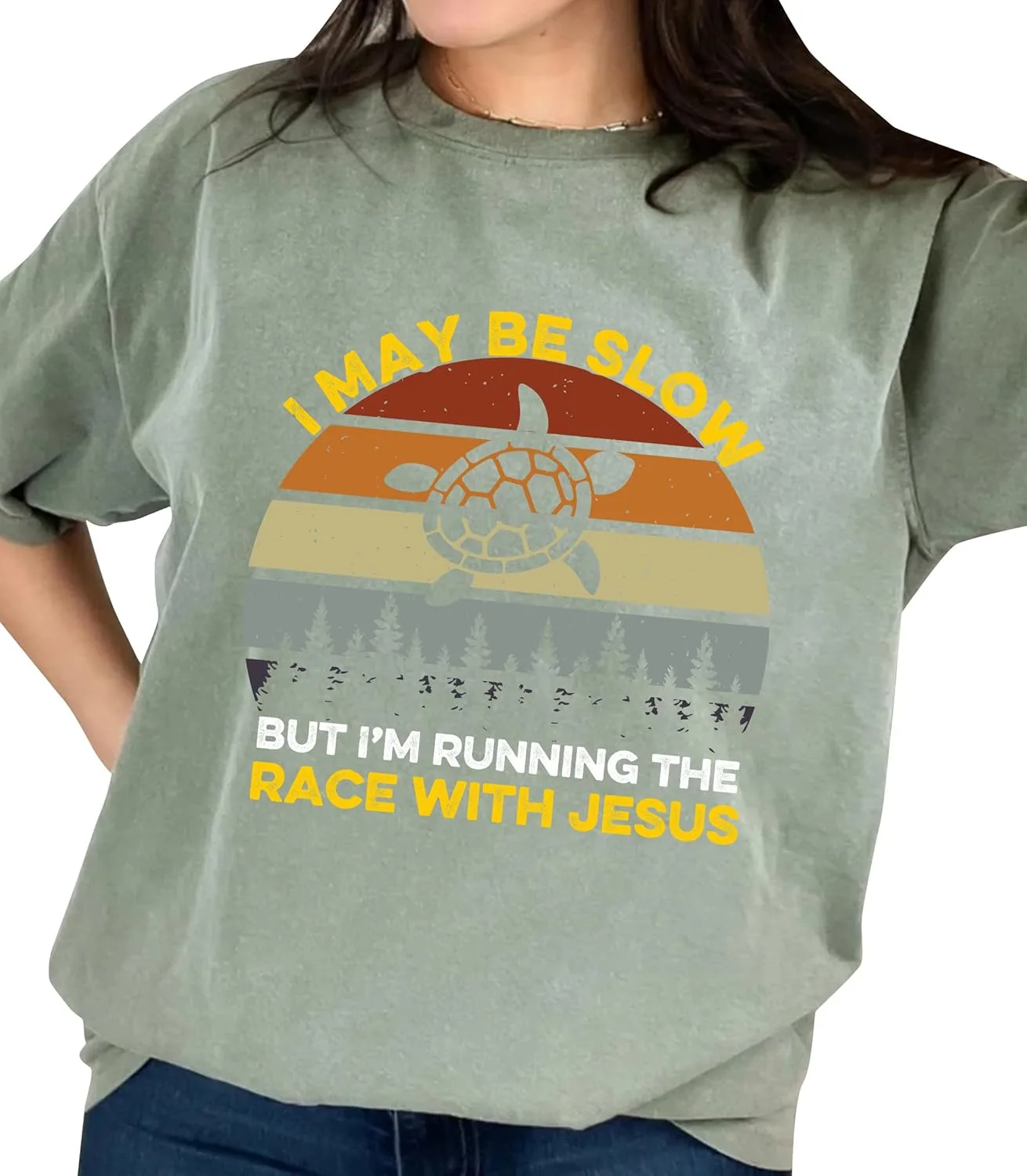 Футболка Christian I May Be Slow, but I’m Running The Race with Jesus