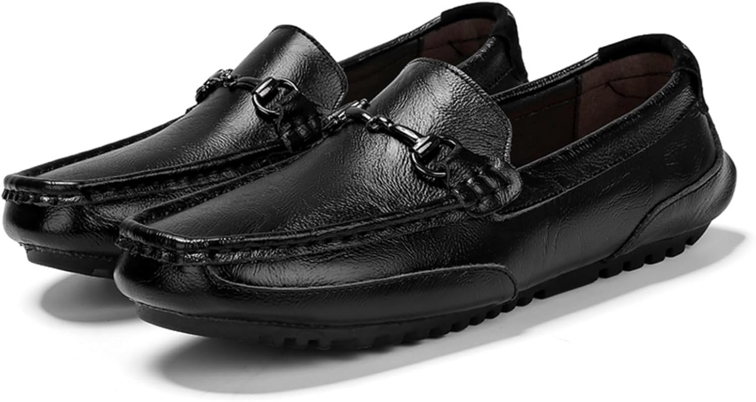 

Мужские премиальные кожаные лоферы без шнурков, удобная повседневная обувь с стильными акцентами, легкие и дышащие для ежедневного ношения Khwfjas, черный
