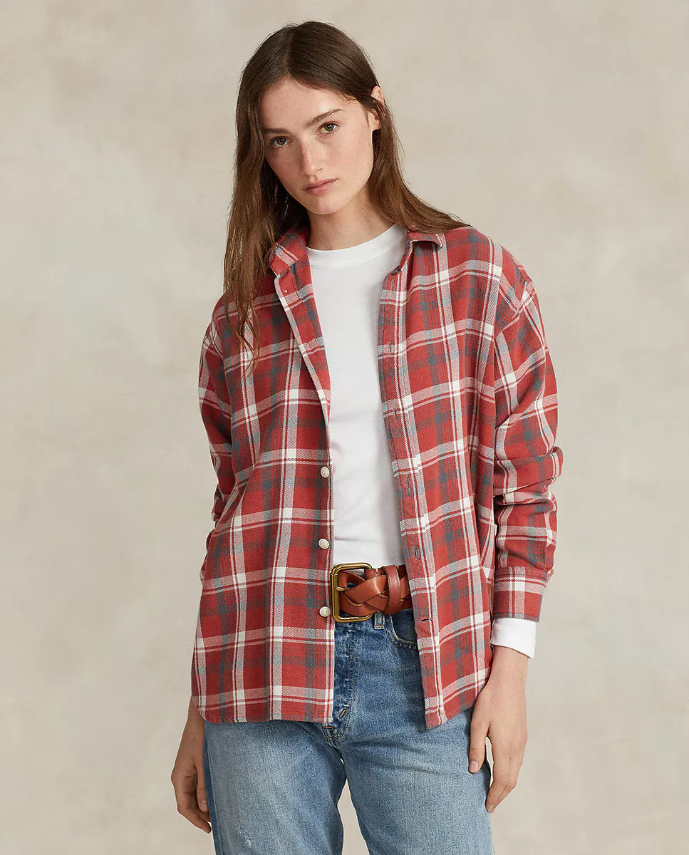 

Женская рубашка из хлопка в клетку Polo Ralph Lauren, красный