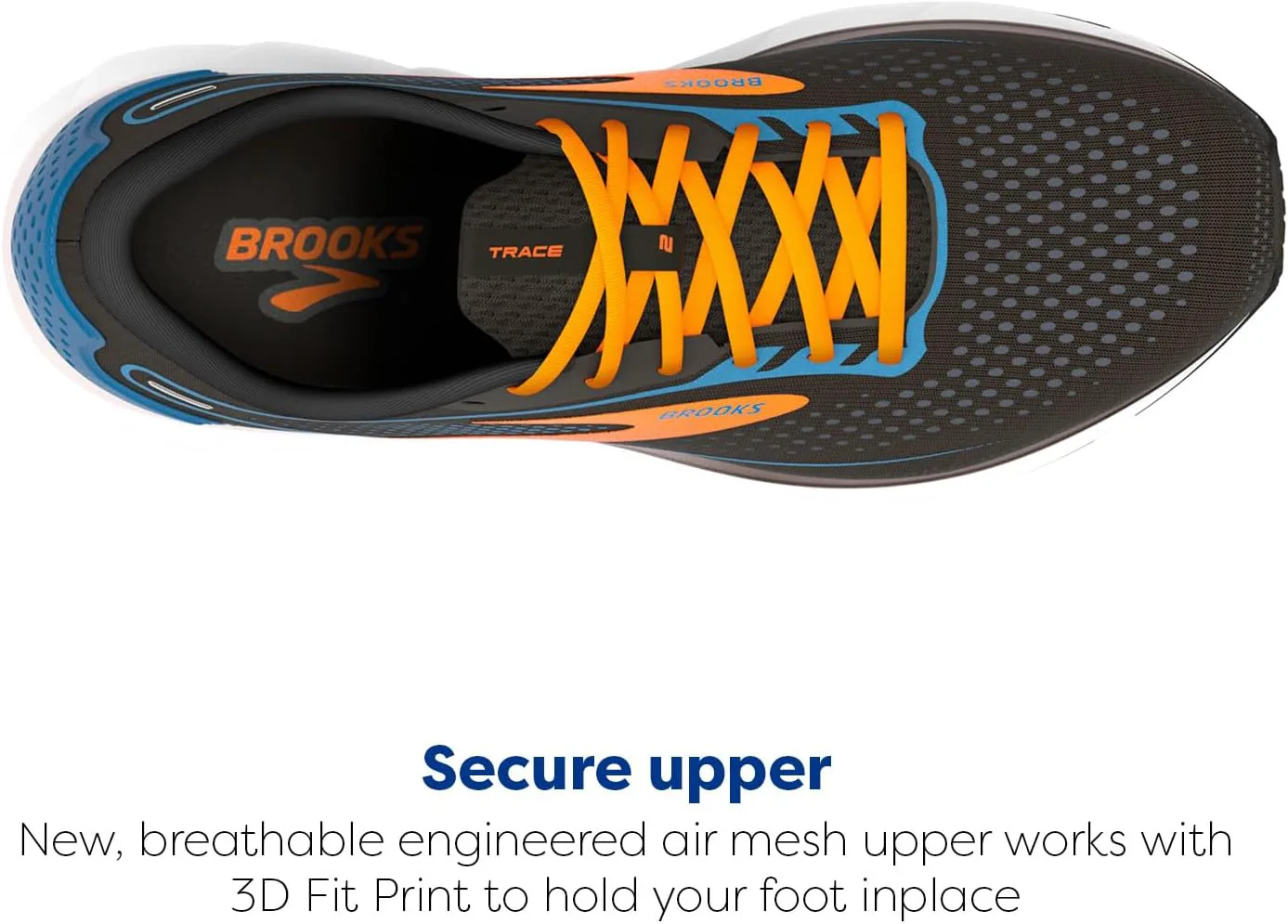 Мужские нейтральные беговые кроссовки Brooks Trace 2, черный/синий/оранжевый — фото 3