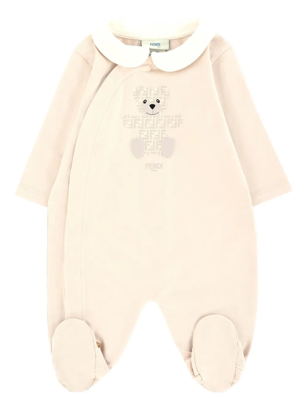 Комплект для новорожденного с вышитым логотипом FENDI KIDS, нейтральный — фото 2