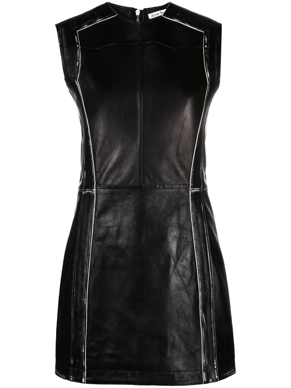 

Кожаное платье мини без рукавов Acne Studios, черный