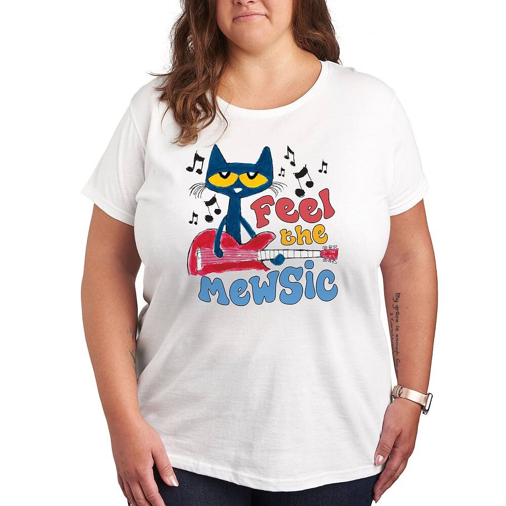 

Футболка с рисунком Mewsic Plus Pete the Cat Feel The Mewsic Licensed Character, белый