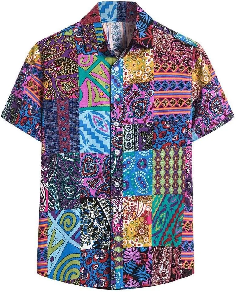 

Мужская гавайская рубашка Casual с цветочным принтом, короткий рукав xoxingysm