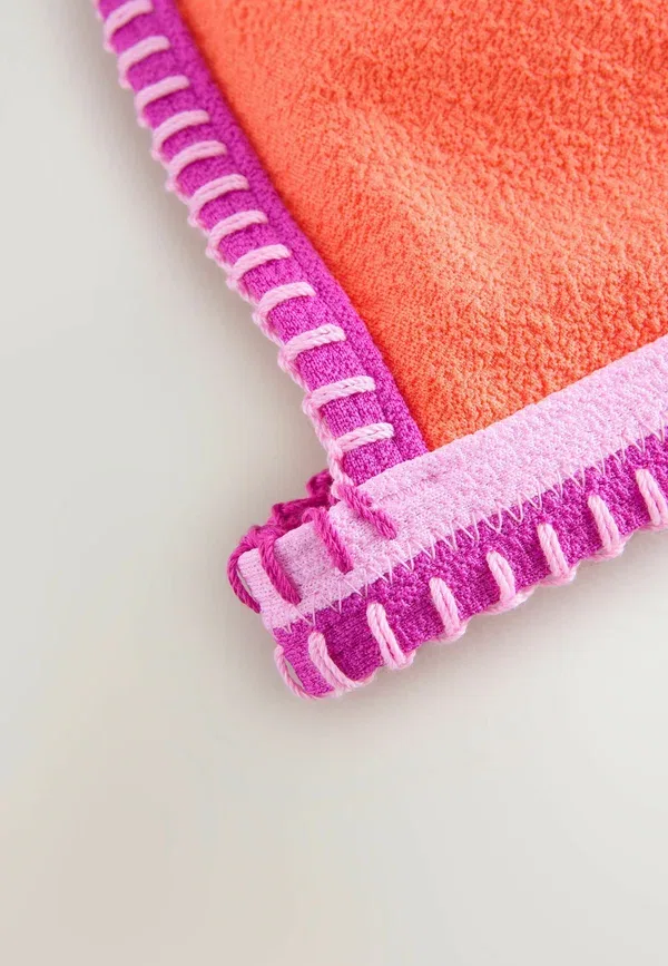 Топ-бикини треугольный Regular fit Next, textured green pink whipstitch, текстурированный зелёно-розовый с плетёным швом — фото 4