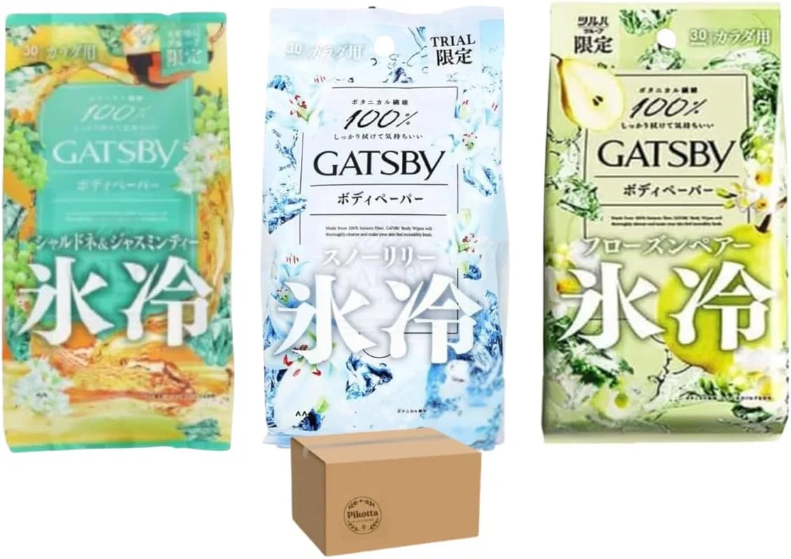 Набор Pikotta — Влажных салфеток для тела Gatsby Body Paper, 3 аромата, охлаждающие, белые