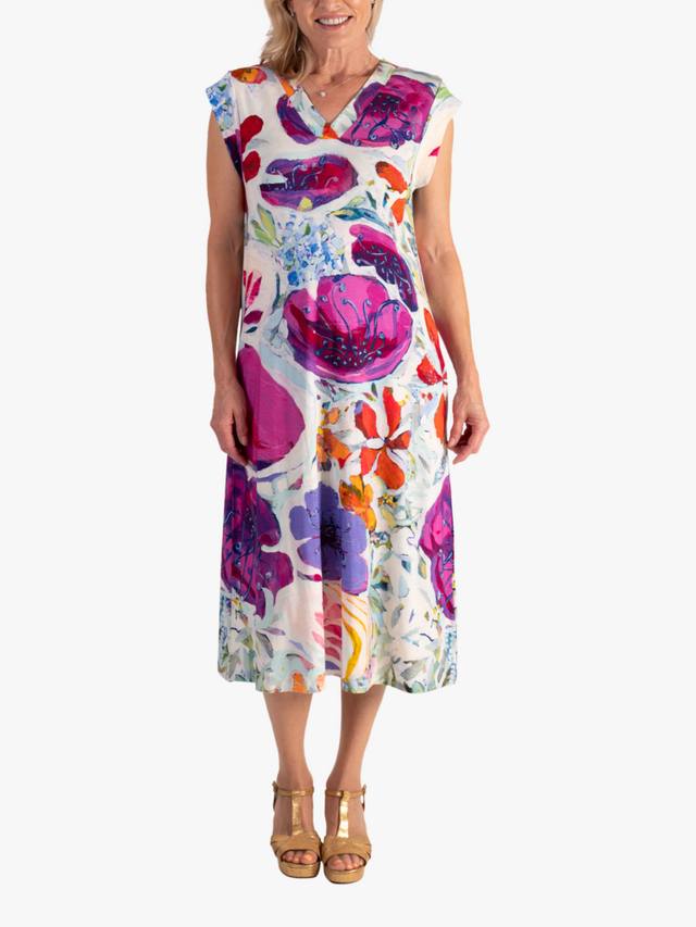 

Платье-джерси с весенним цветочным принтом chesca, White/Pink