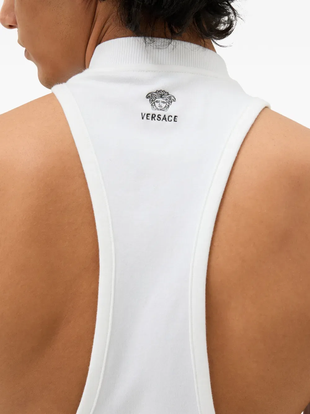 Майка из эластичного хлопкового трикотажа Versace, белый — фото 4