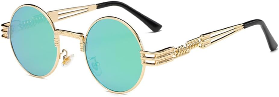 

Круглые солнцезащитные очки в стиле стимпанк для мужчин и женщин, металлические очки, винтажные солнцезащитные очки с защитой от УФ-излучения UV400 generic, Gold Frame Green