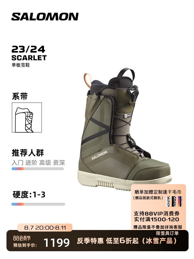 

Ботинки женские Salomon Scarlet для сноубординга, зеленый