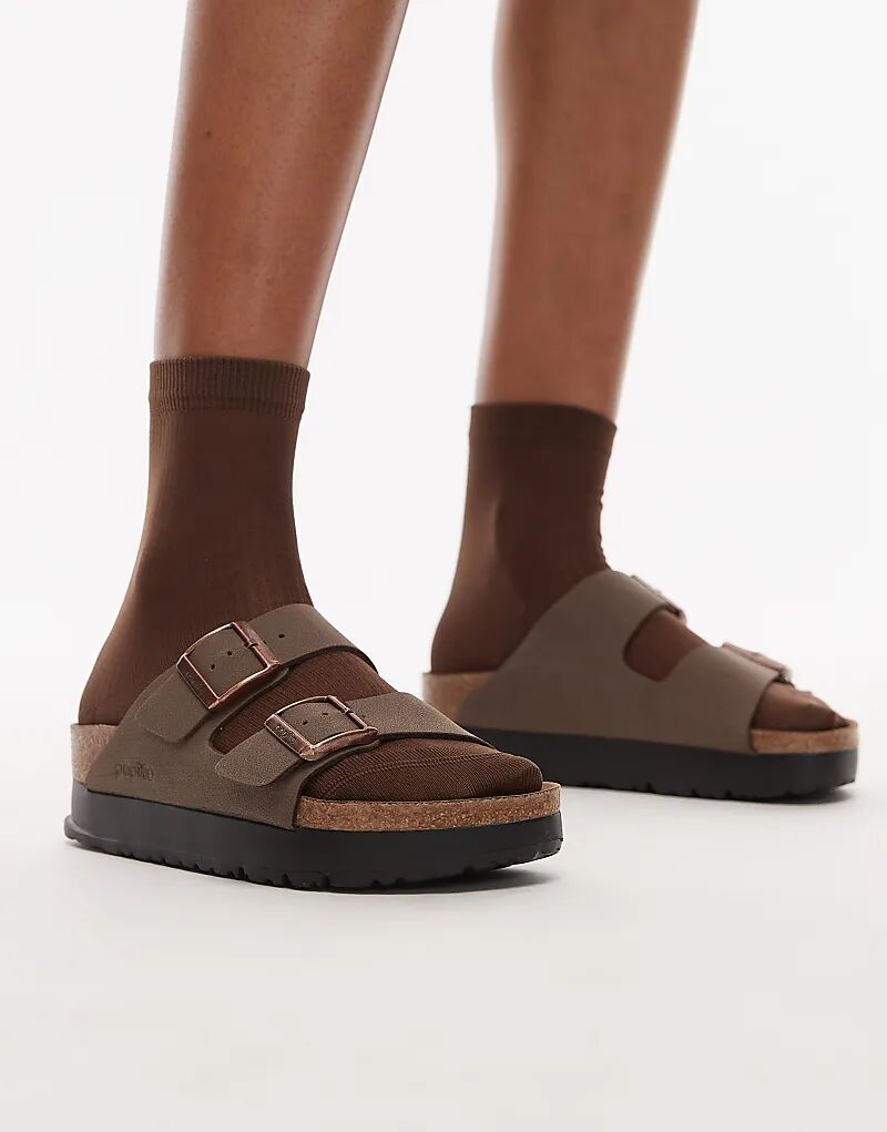 Сандалии Birkenstock Papillio Arizona на гибкой платформе цвета мокко